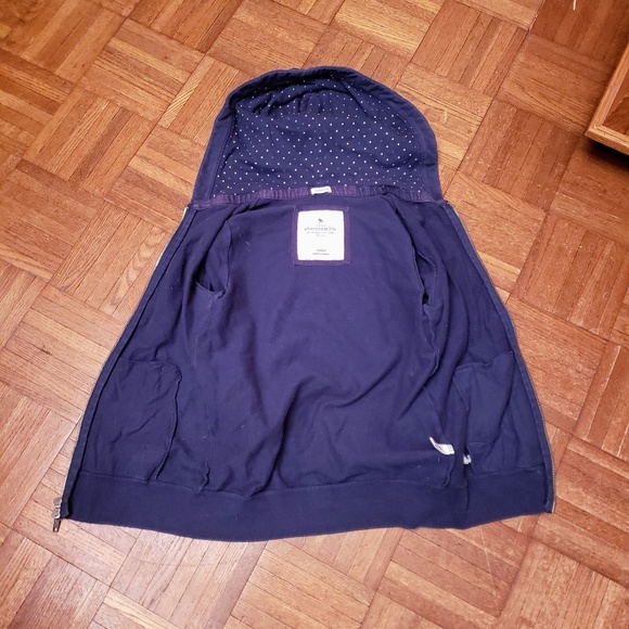 Vintage Abercrombie Blue PolkaDot Zip-up Hoodie Sweatshirt - Picture 2 of 3